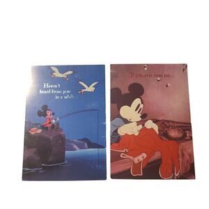 Vintage 1987 Mickey Mouse, birthday cards, holiday cards lot of 2